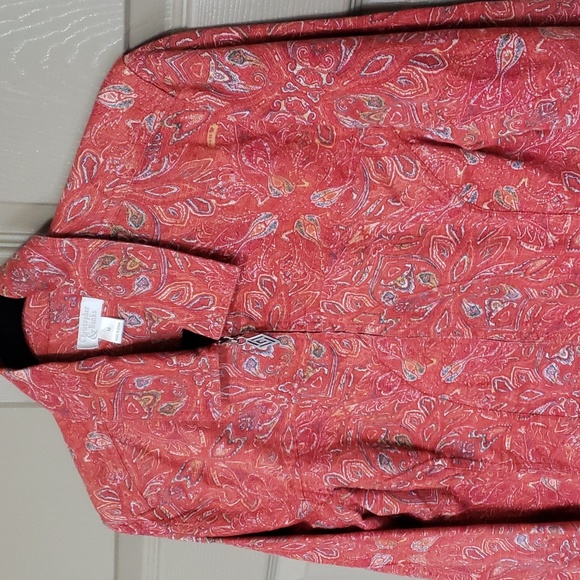 Christopher & Banks linen blend boho floral zip up jacket size medium - Picture 2 of 4